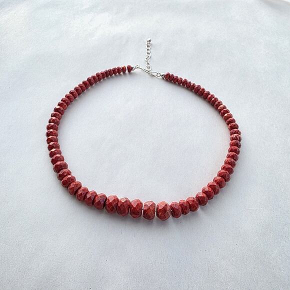 Jay King DTR Genuine Coral Red Statement Choker Necklace sterling Silver 925 - Picture 5 of 11